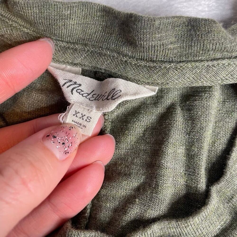 Madewell XXS Heathered Olive Green Sleeveless Crew Neck Midi T-Shirt Dress‎ - Picture 2 of 2